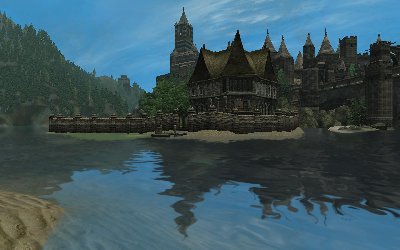 Das Alchemistenhaus vom Ufer aus gesehen.