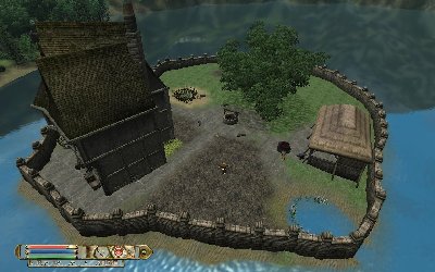 Insel aus der Vogelperspektive. Der Garten entsteht gerade.