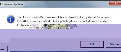 Das ist die 1. Meldung, die beim Patchen kommt