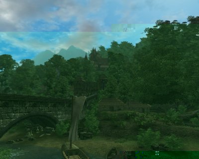 Sicht auf Salen, im Hintergrund die Burg (version mit dem Wappen von Chorrol)