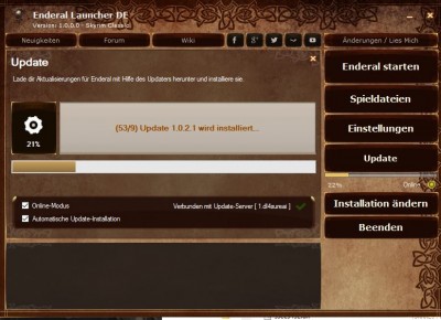 Screenshot Launcher mit Updateproblem