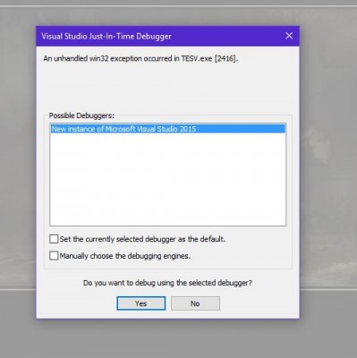 Second part of the crash after clicking on debug
