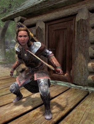 Diana the Hunter - at lvl-16 with nice bow &amp; armor from elf guy with monocle.  Fun quest!