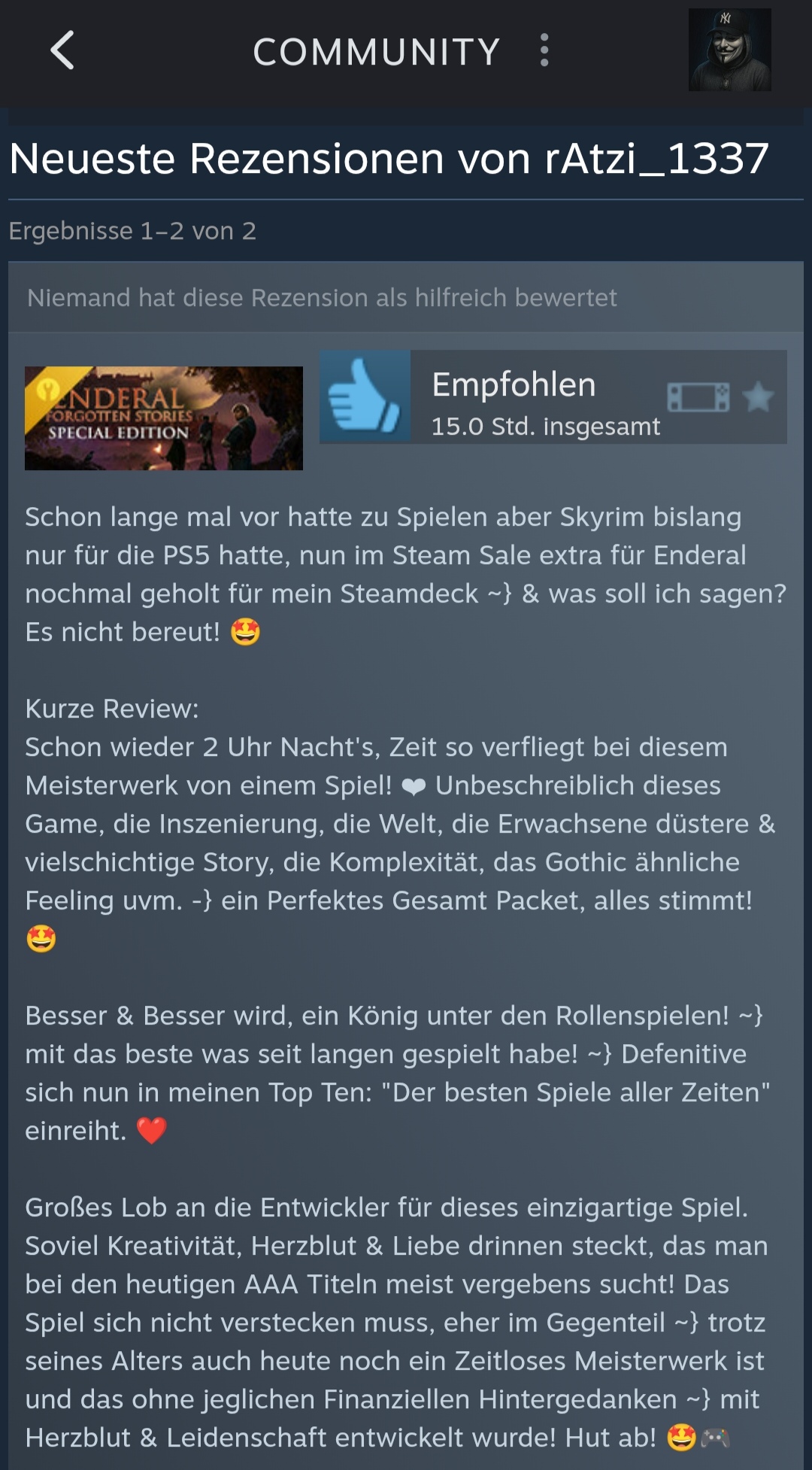 Meine Steam Review zu Enderal